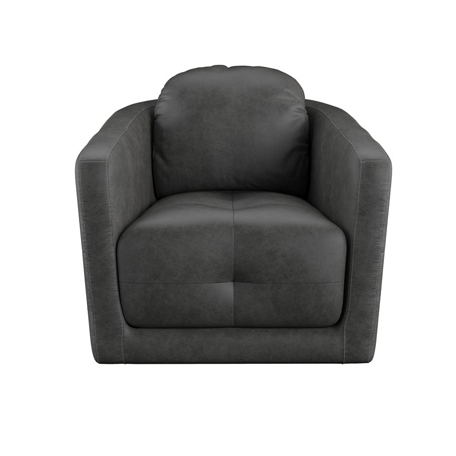 Steel Grey Upholstered Swivel Chair 360-Degree Modern Style (2-Pack)