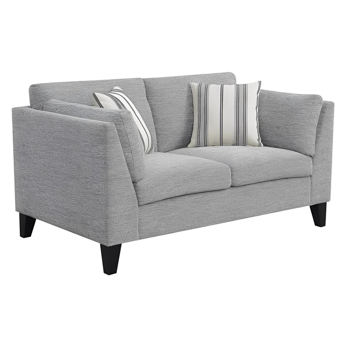 LOVESEAT W / 2 ACCENT PILLOWS - GRAY - 100% Polyester Fabric