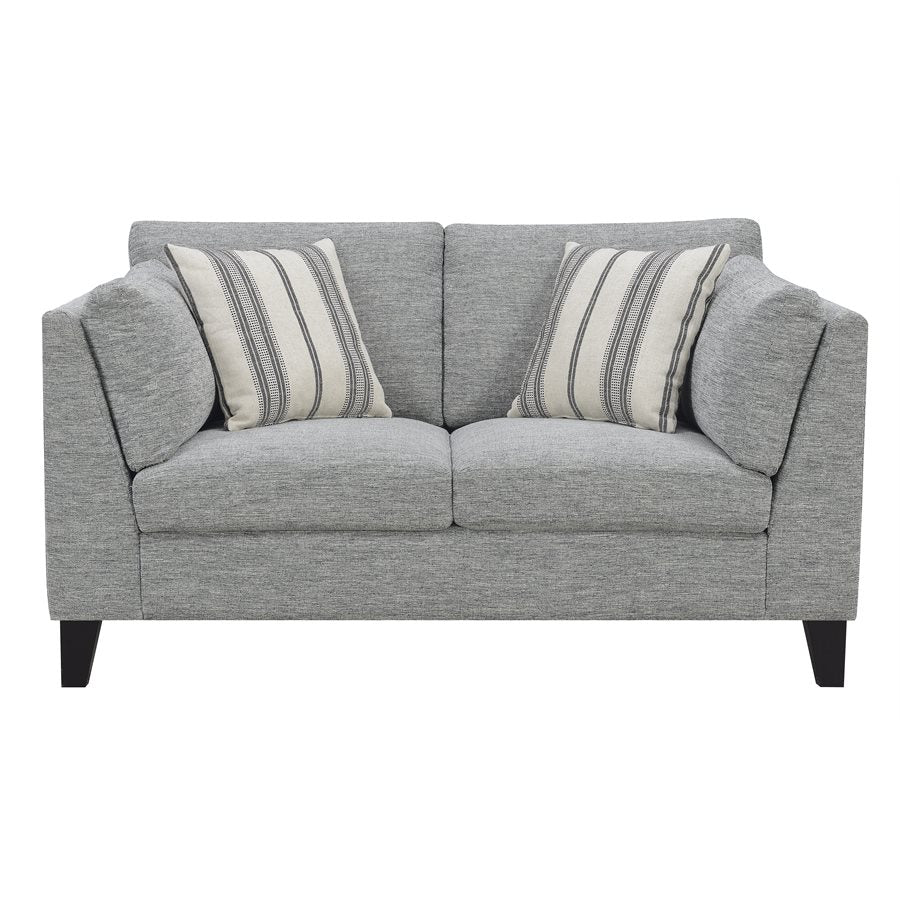 LOVESEAT W / 2 ACCENT PILLOWS - GRAY - 100% Polyester Fabric