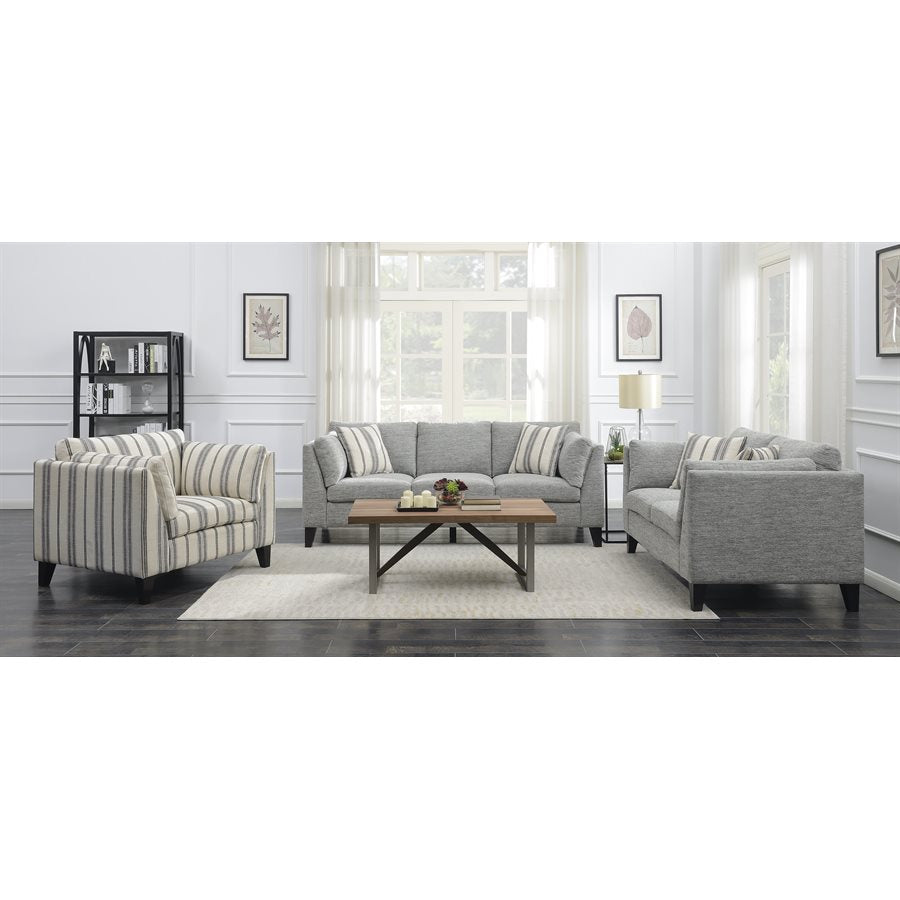 LOVESEAT W / 2 ACCENT PILLOWS - GRAY - 100% Polyester Fabric