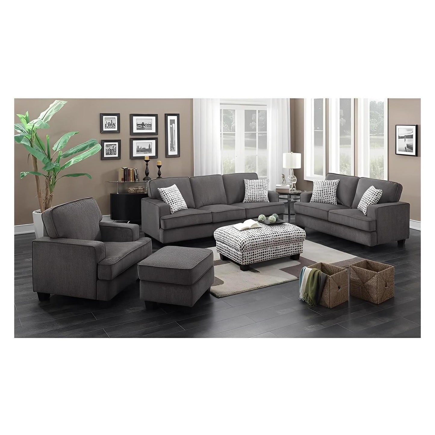 LOVESEAT W / 2 PILLOWS - INK GREY