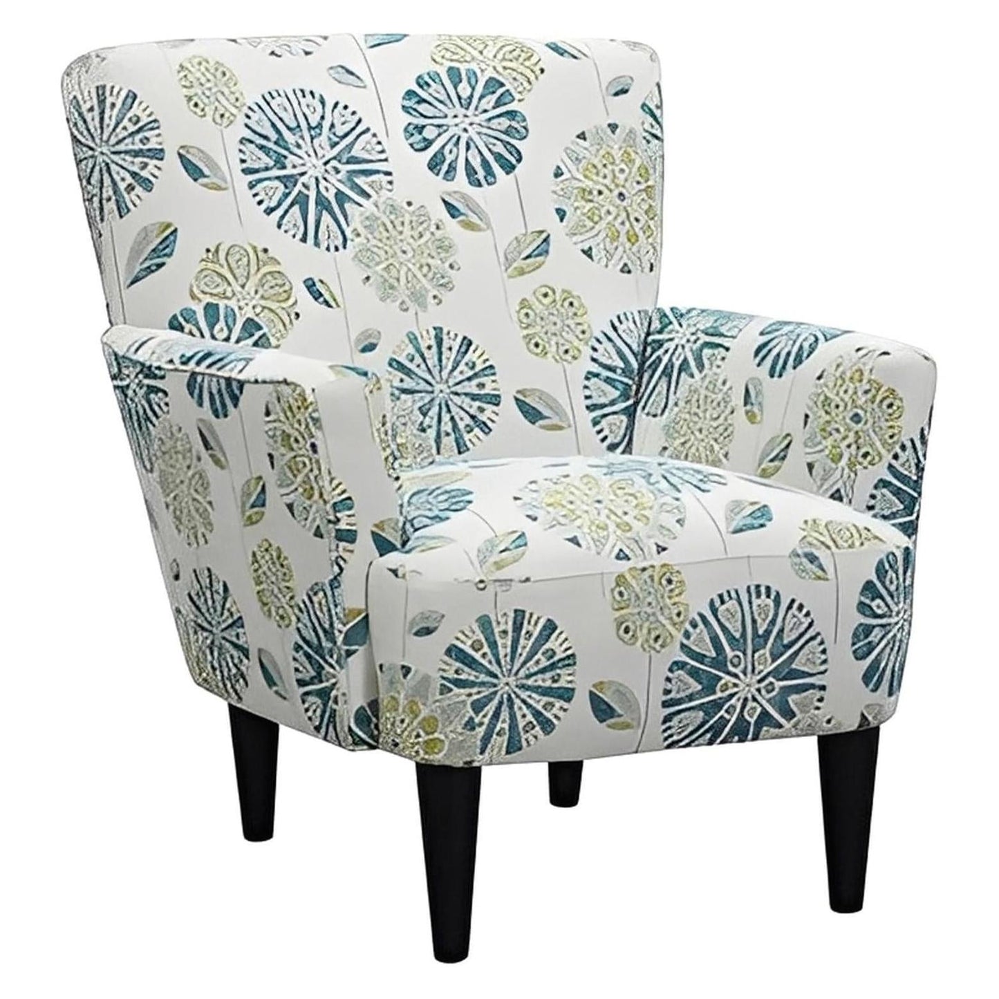 Teal Multi Fabric Accent Chair Wood Legs Spring Support (2-Pack)