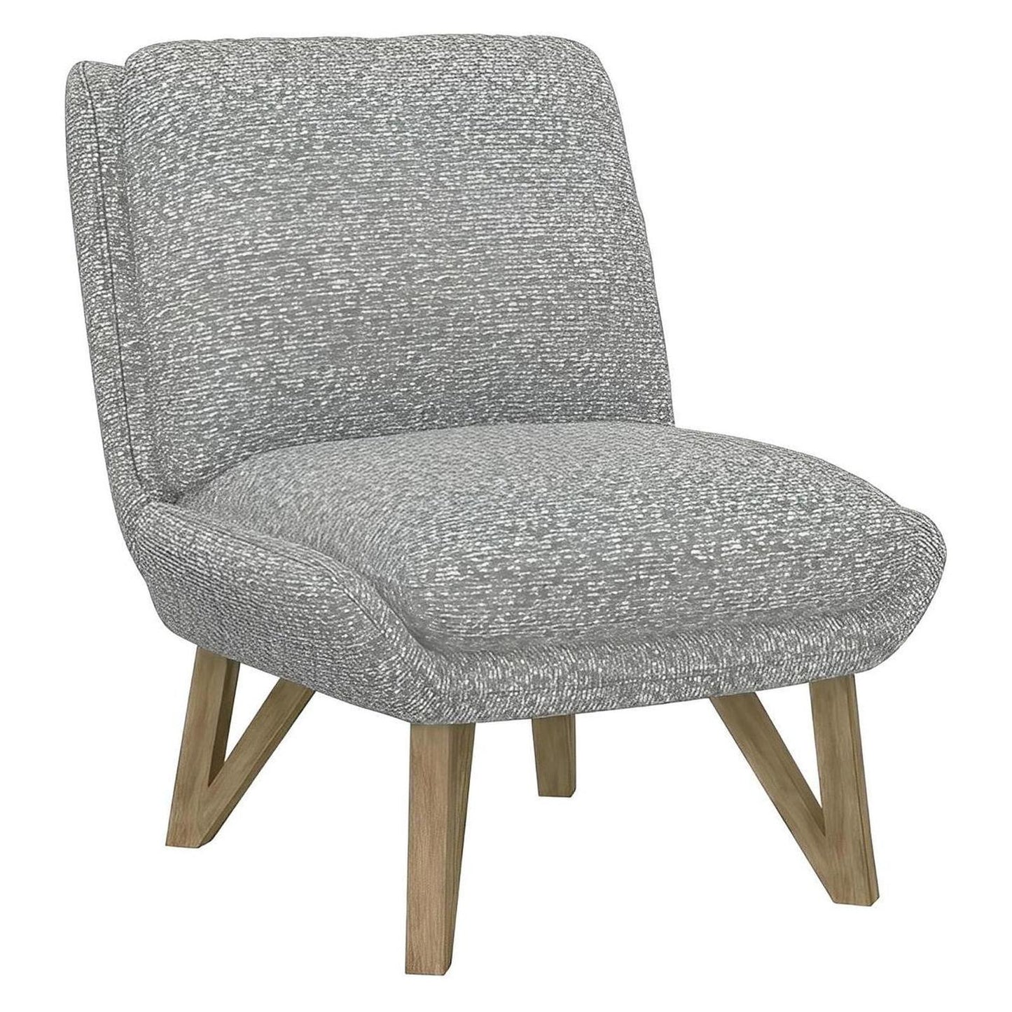 Grey Upholstered Contemporary Armless Chair Pocketed Coil Seat (2-Pack)