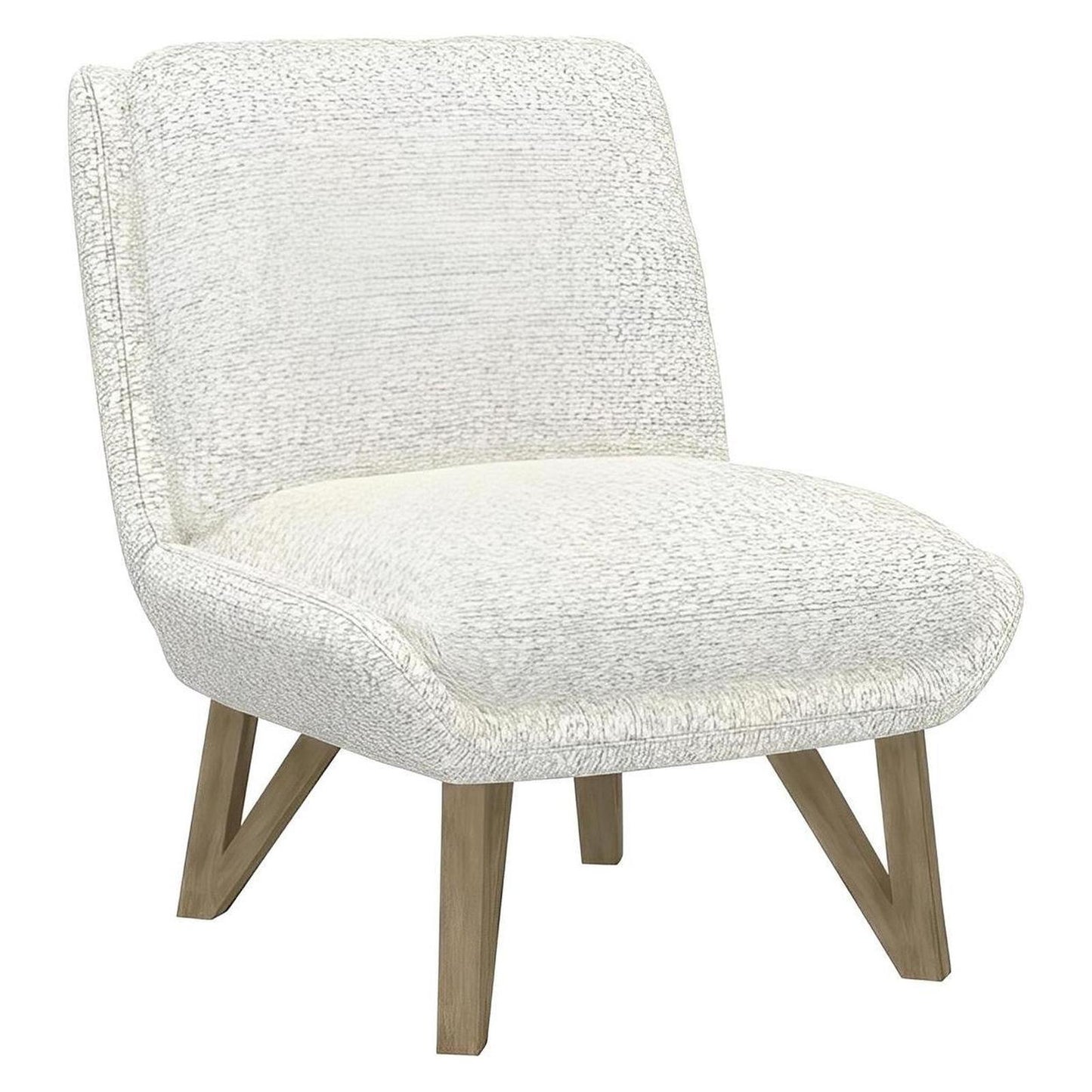 White Upholstered Contemporary Armless Chair Pocketed Coil Seat (2-Pack)