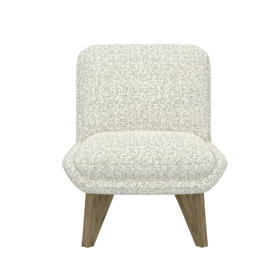 White Upholstered Contemporary Armless Chair Pocketed Coil Seat (2-Pack)