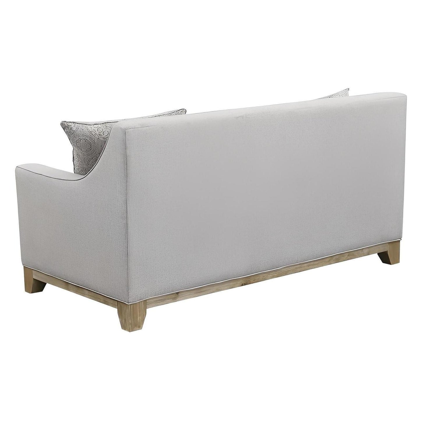 LOVESEAT W / 4 PILLOWS Gray Textured Fabric, Classic, Button Tufted
