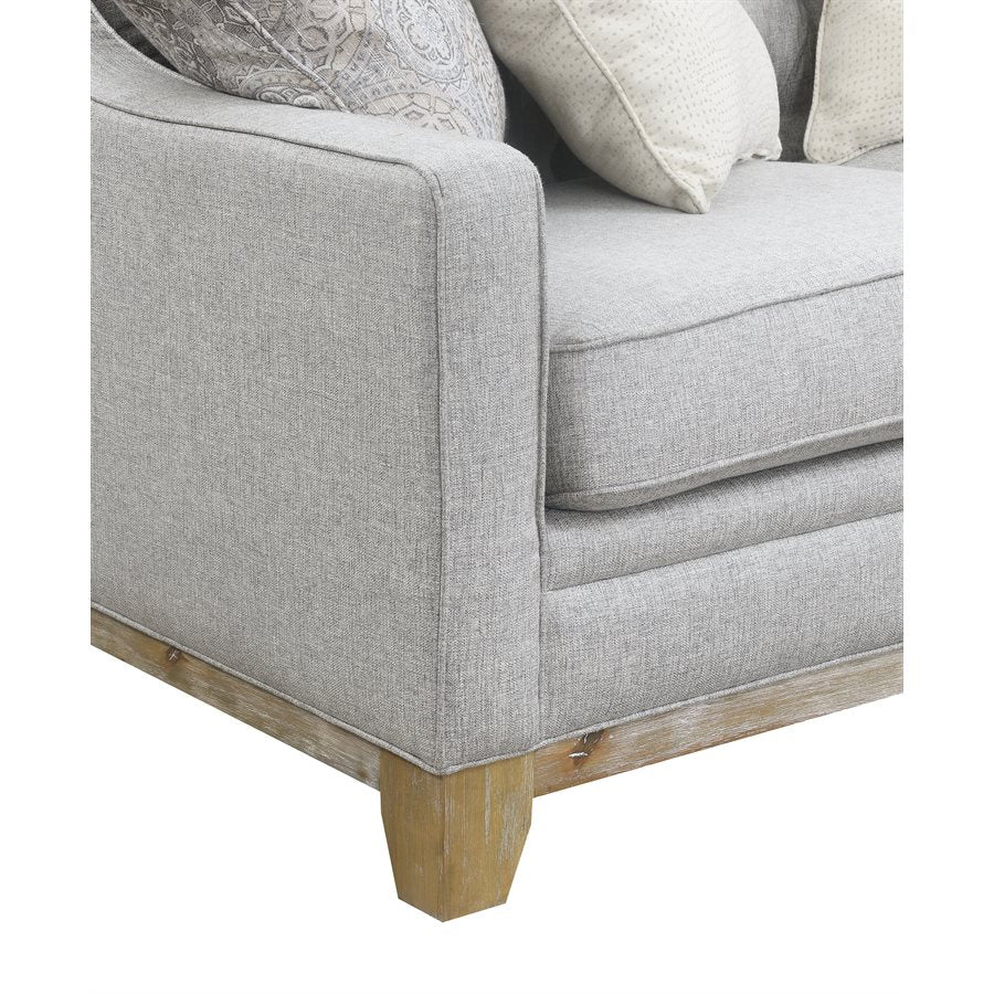 LOVESEAT W / 4 PILLOWS Gray Textured Fabric, Classic, Button Tufted