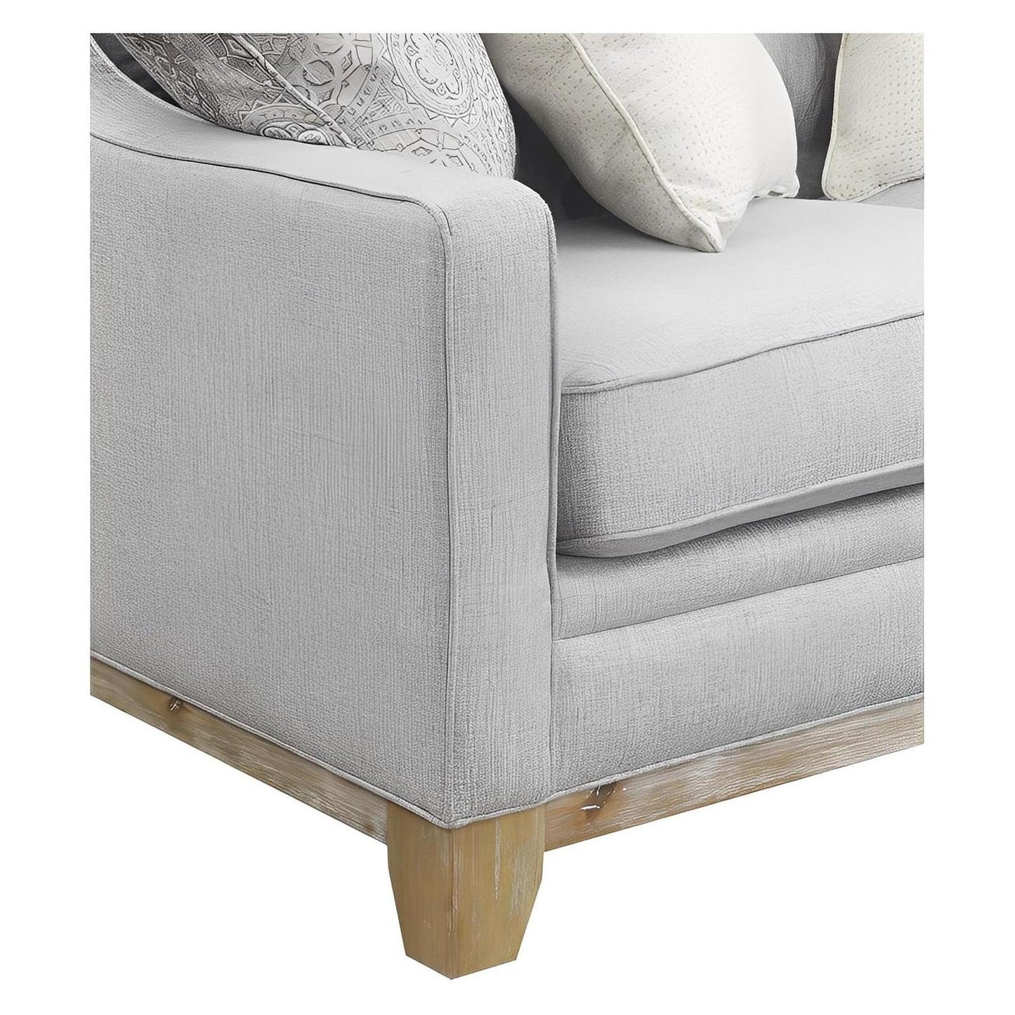 LOVESEAT W / 4 PILLOWS Gray Textured Fabric, Classic, Button Tufted