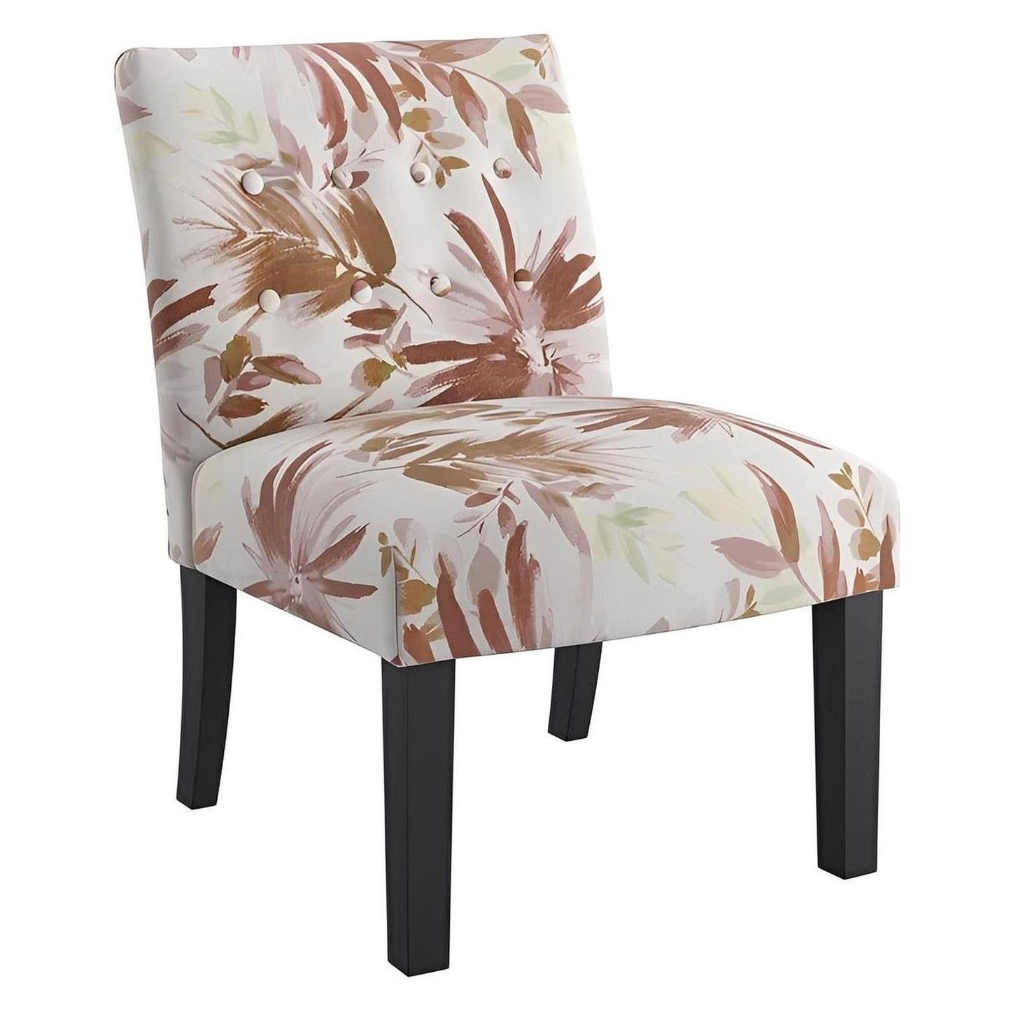 Red Multi Fabric Accent Armless Chair Spring Support Floral Design (2-Pack)