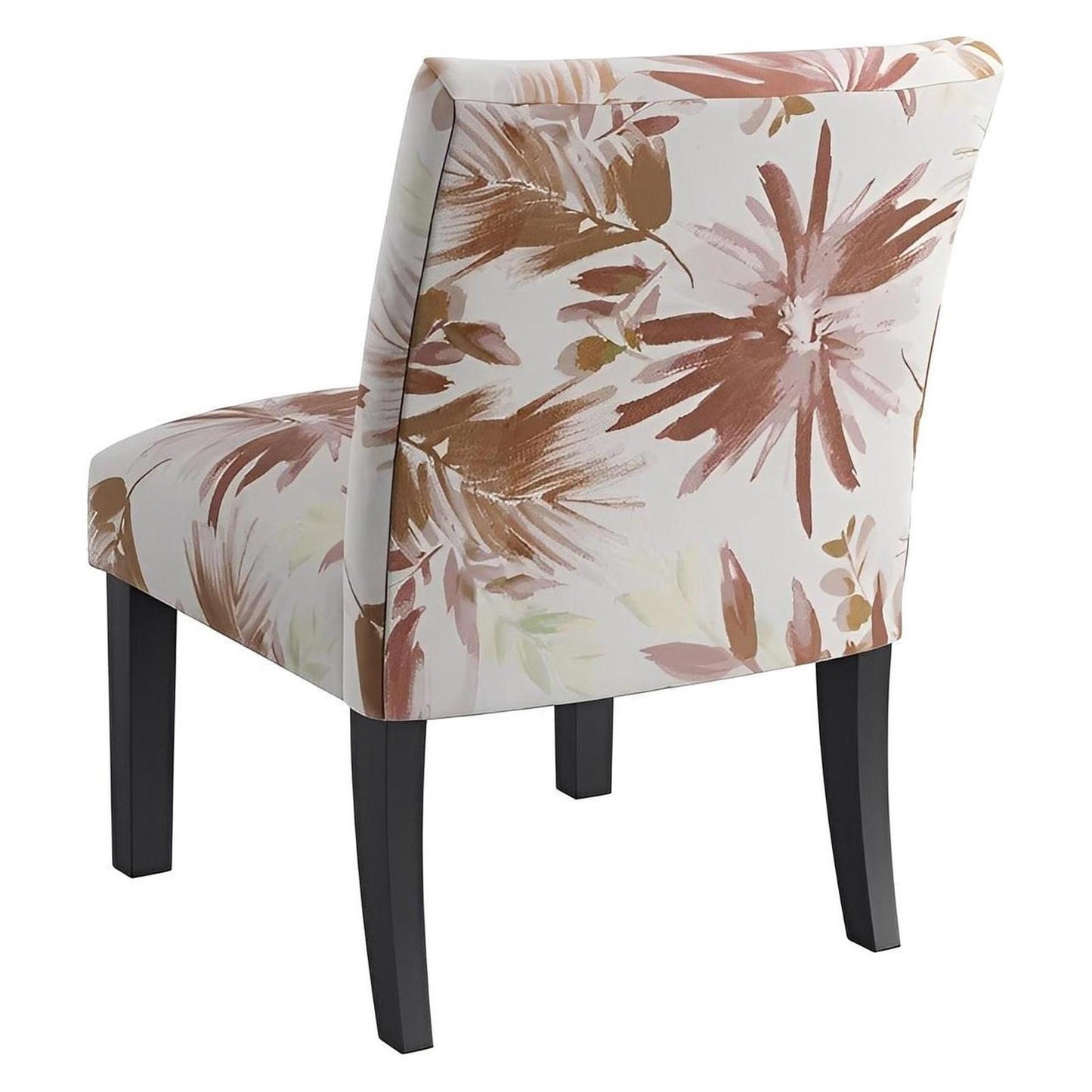 Red Multi Fabric Accent Armless Chair Spring Support Floral Design (2-Pack)