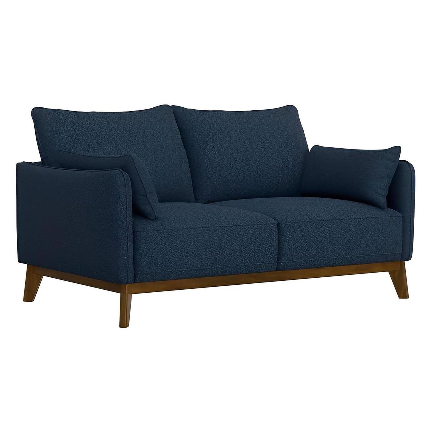 LOVESEAT W / WOOD BASE - NAVY - Mid-Century Modern