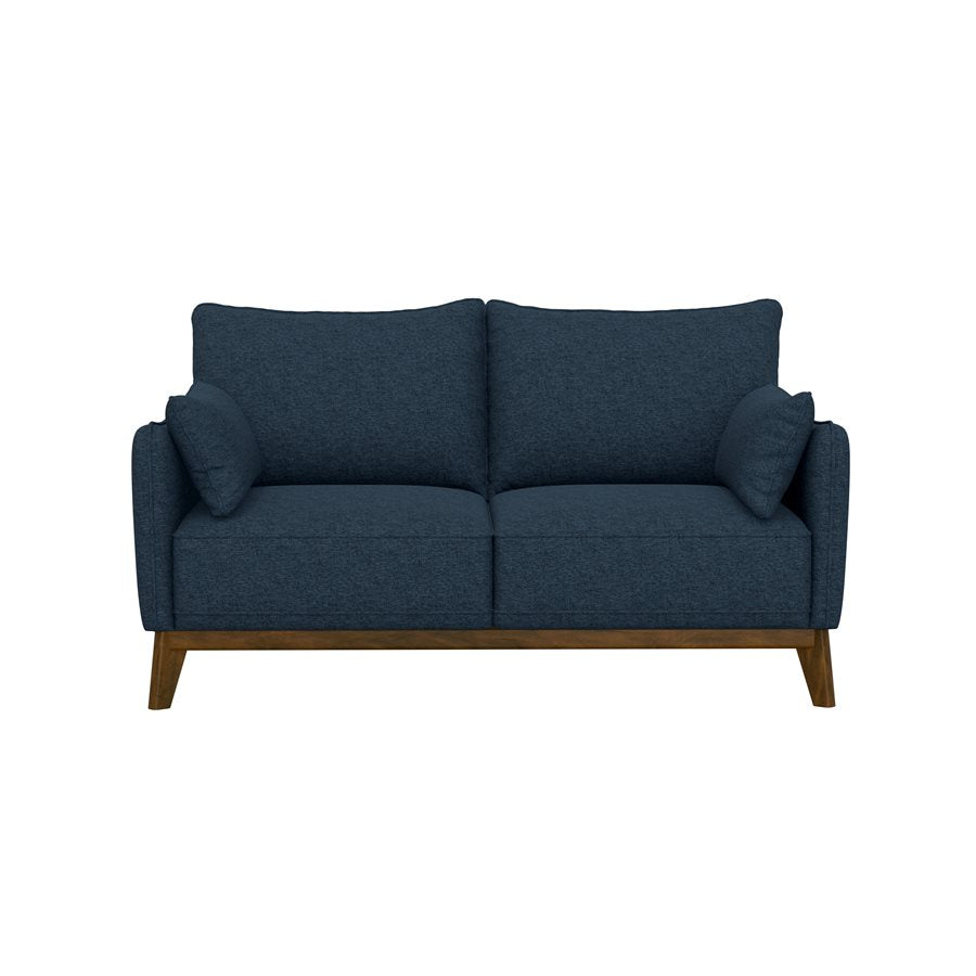 LOVESEAT W / WOOD BASE - NAVY - Mid-Century Modern