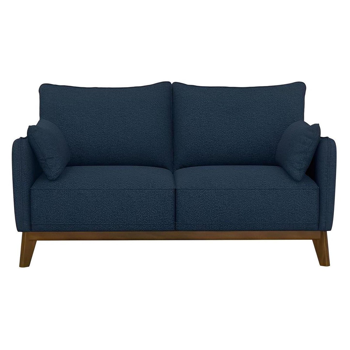 LOVESEAT W / WOOD BASE - NAVY - Mid-Century Modern
