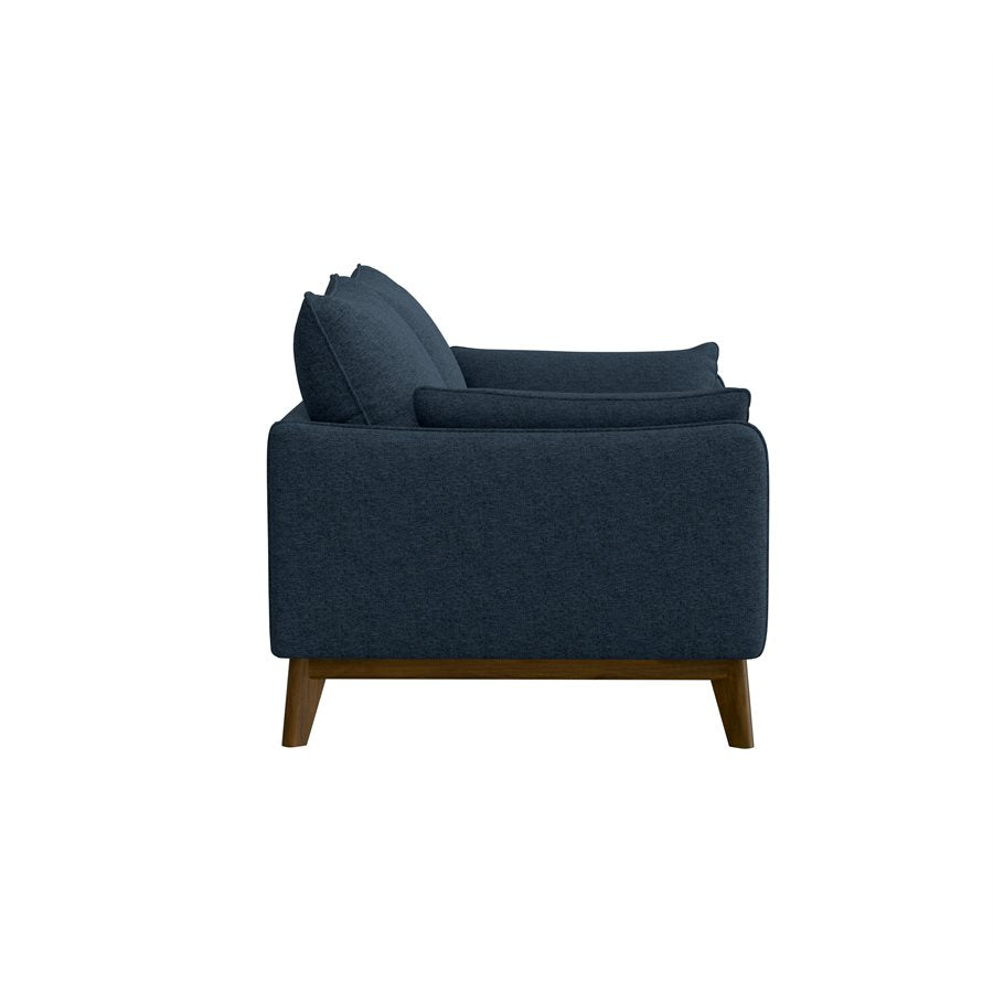 LOVESEAT W / WOOD BASE - NAVY - Mid-Century Modern