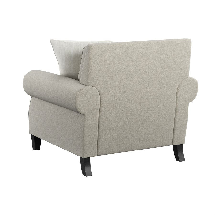 CHAIR W / 1 PILLOW Saxon Beige fabric, Rolled arms, Bronze Nailhead Trim (2-Pack)