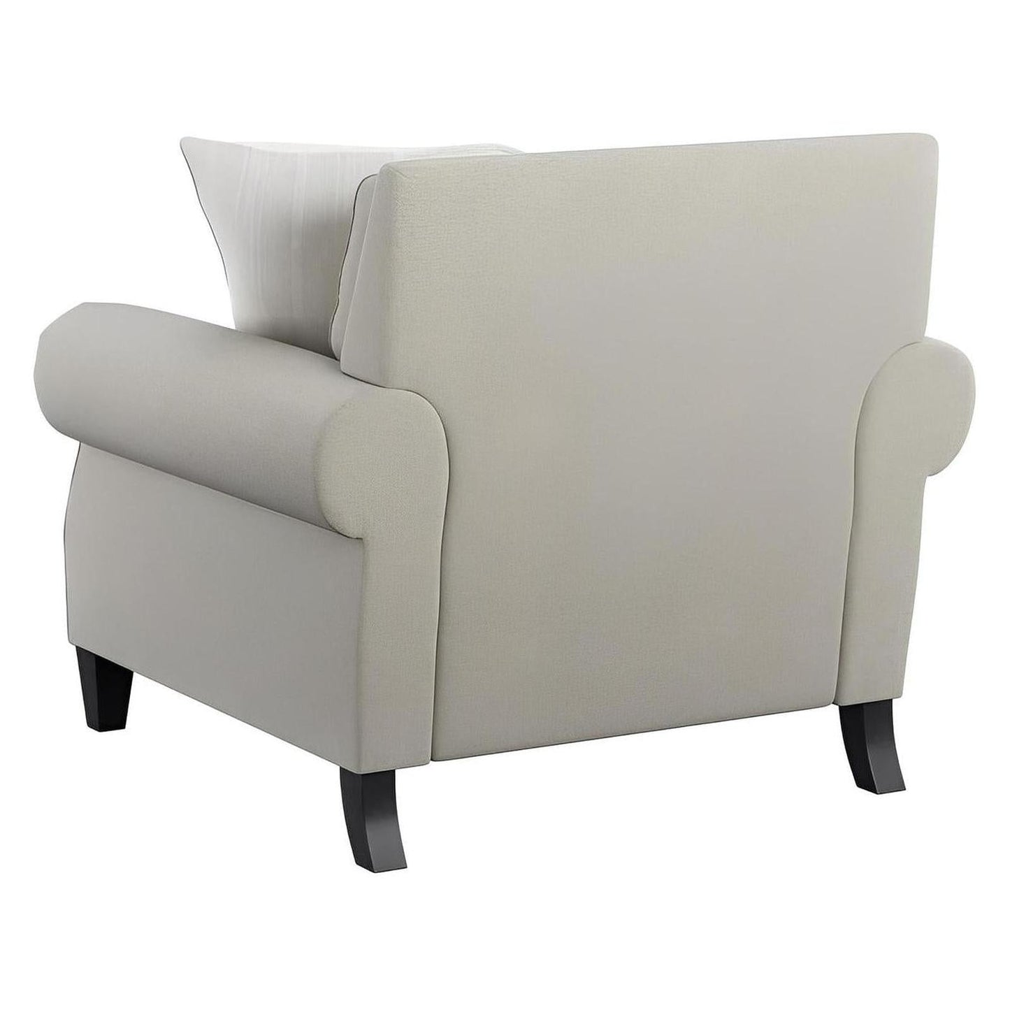 CHAIR W / 1 PILLOW Saxon Beige fabric, Rolled arms, Bronze Nailhead Trim (2-Pack)