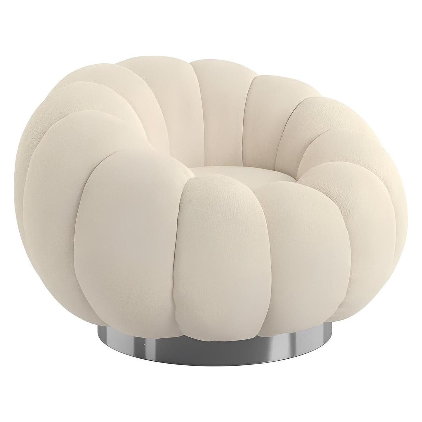 Pumpkin Swivel White Boucle Fabric Contemporary Chair Spring Support (2-Pack)