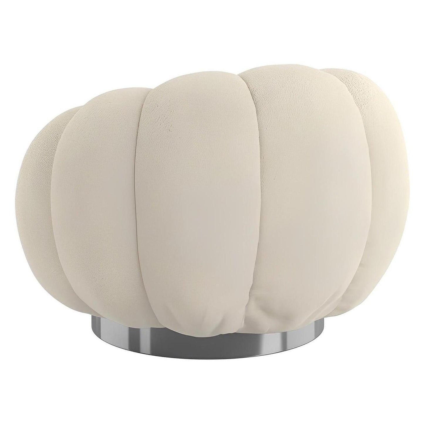 Pumpkin Swivel White Boucle Fabric Contemporary Chair Spring Support (2-Pack)