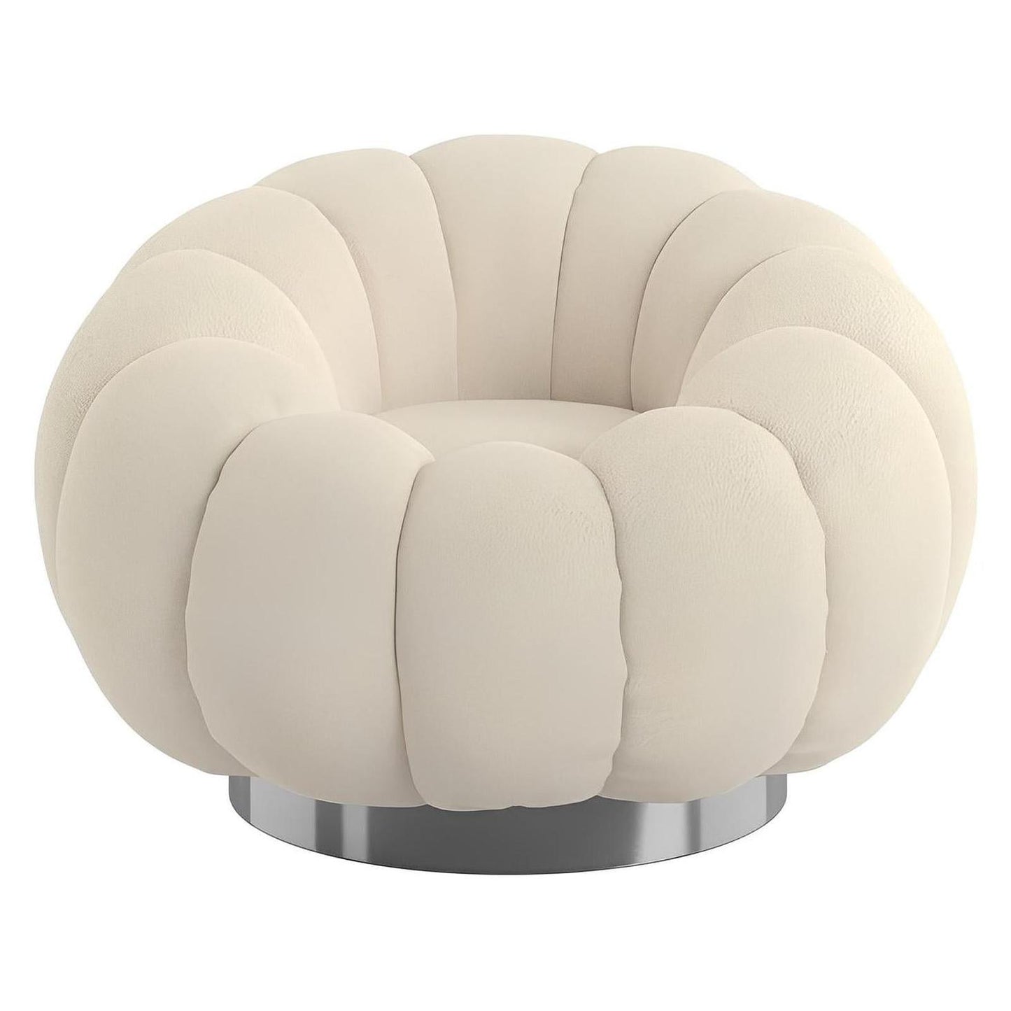 Pumpkin Swivel White Boucle Fabric Contemporary Chair Spring Support (2-Pack)