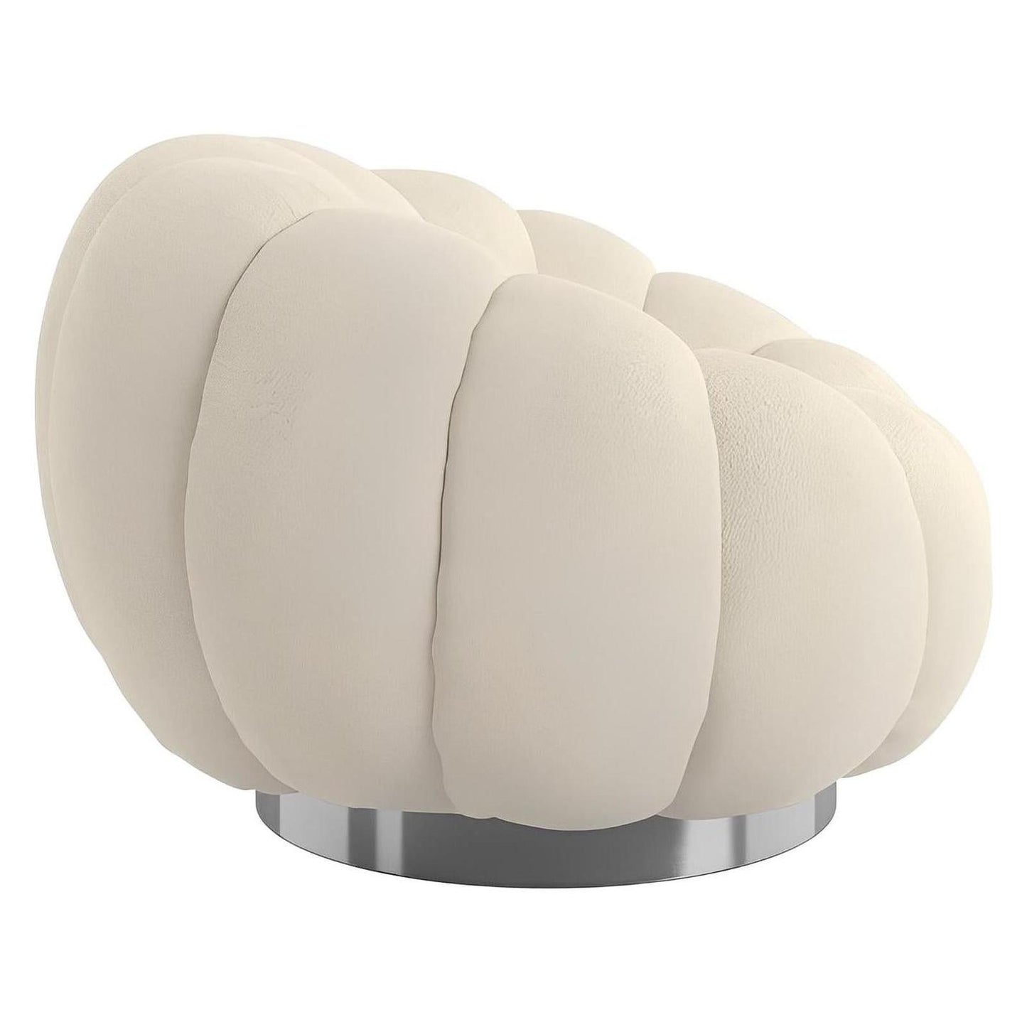 Pumpkin Swivel White Boucle Fabric Contemporary Chair Spring Support (2-Pack)