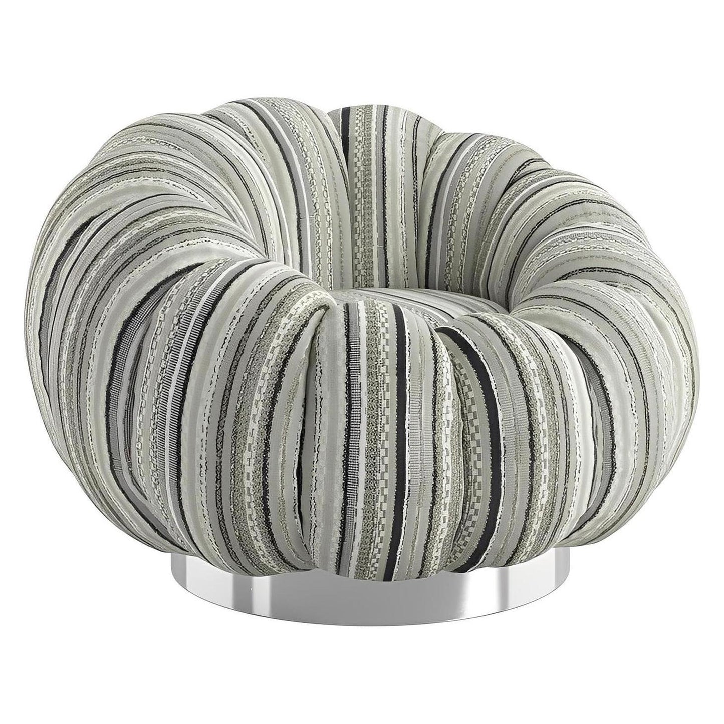 Pumpkin Swivel Black and Gray Striped Fabric Contemporary Chair Spring Support (2-Pack)