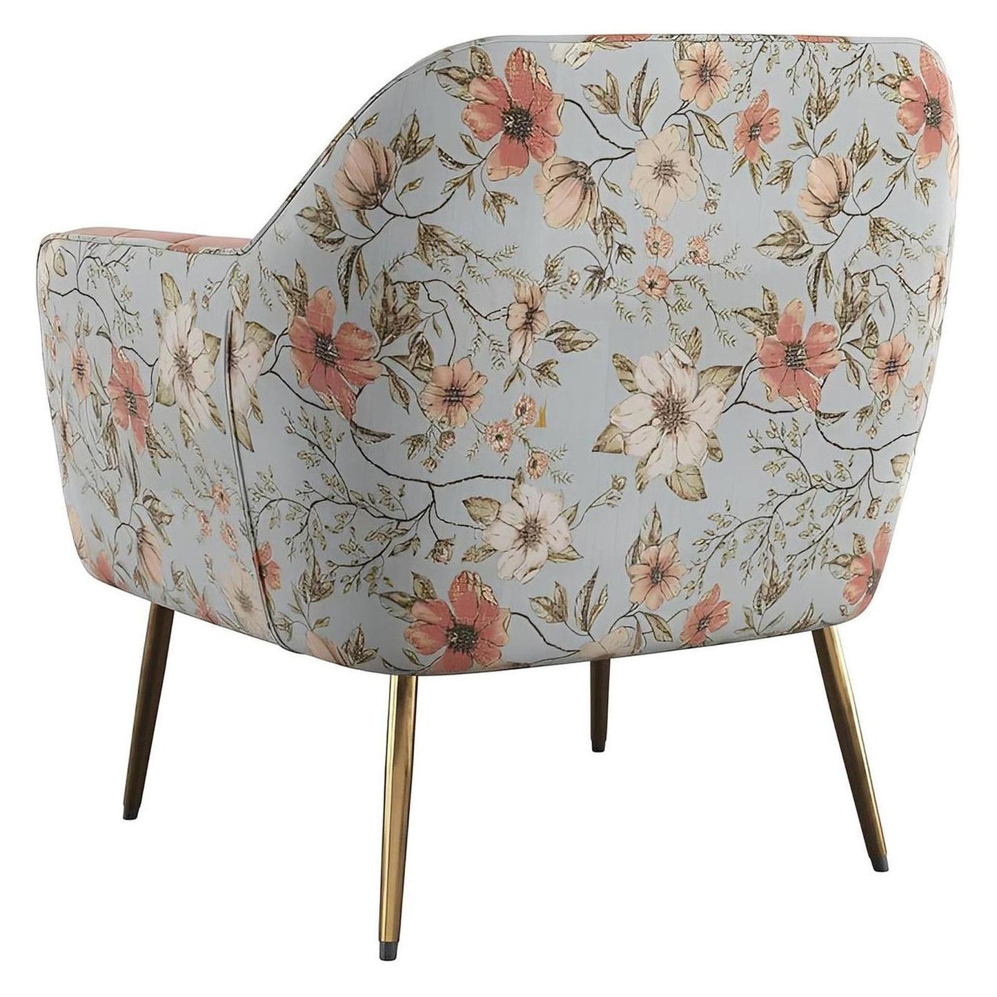Recycled Pink Floral Velvet Mid-Century Modern Chair Spring Support (2-Pack)