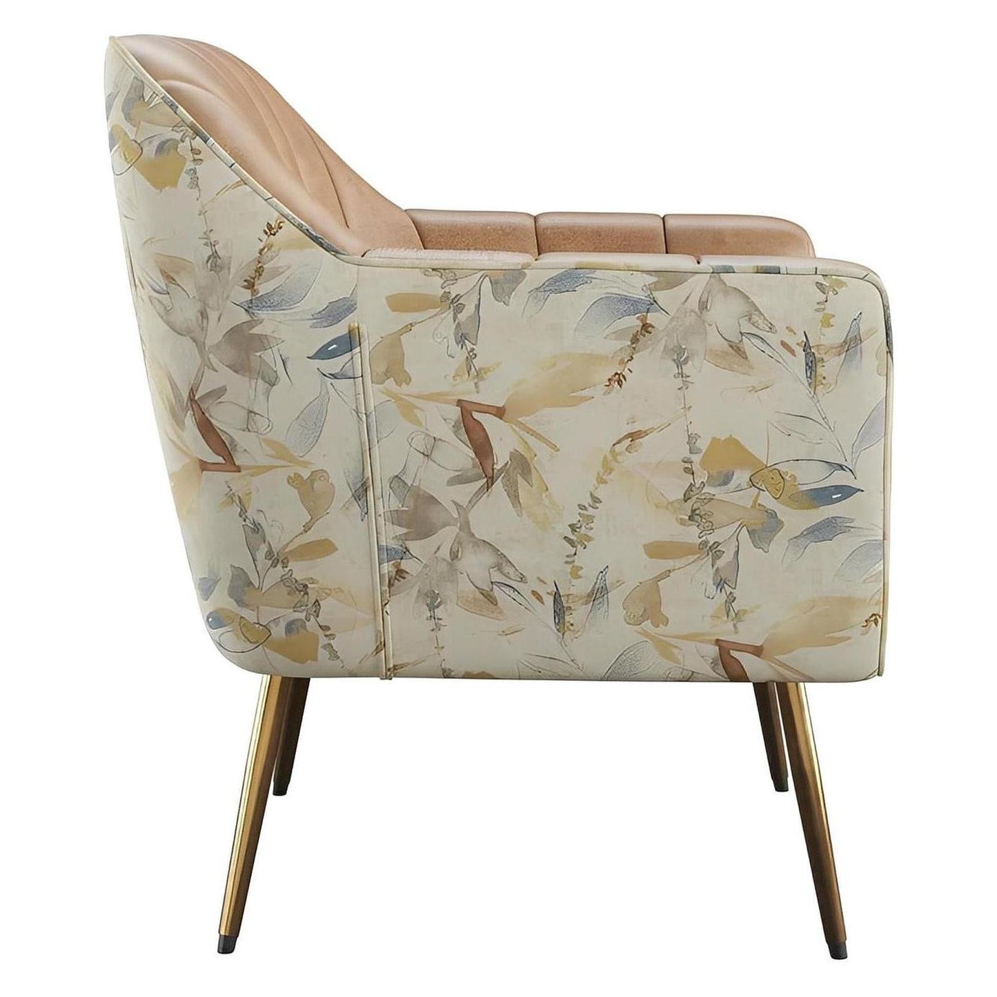 Vintage Saddle Floral Faux Leather Mid-Century Modern Chair Spring Support (2-Pack)