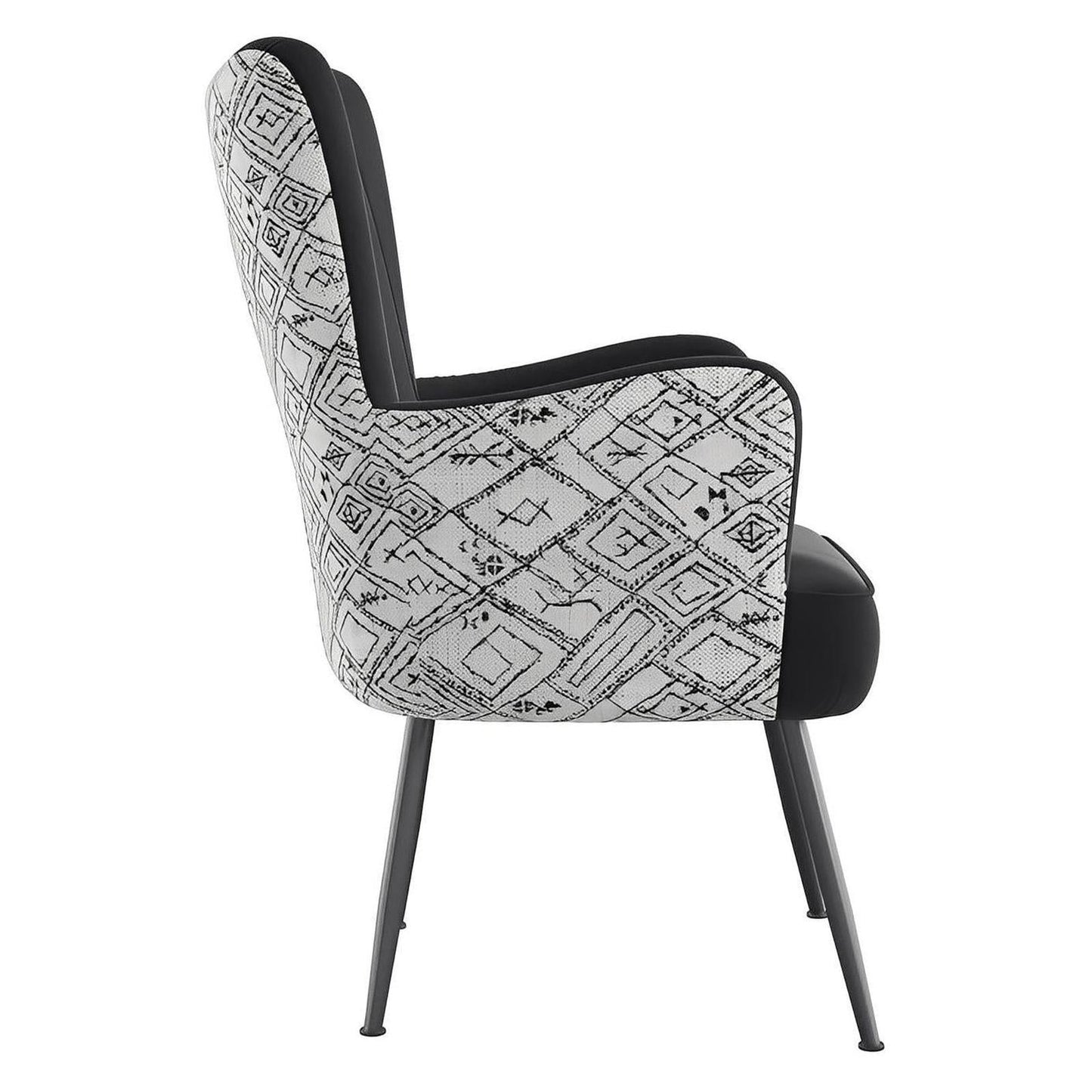 Recycled Black Boho Velvet Mid-Century Modern Chair (2-Pack)