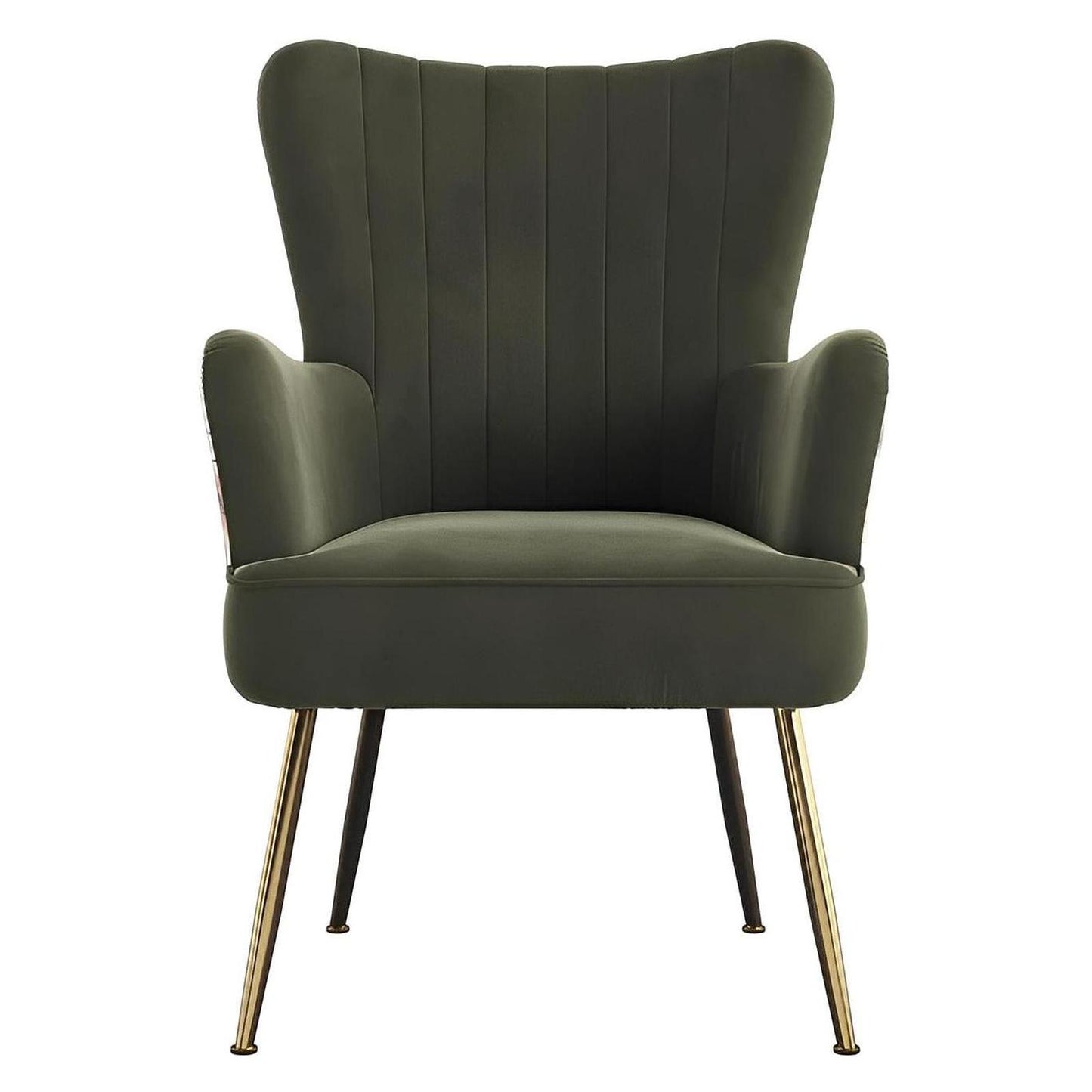 Recycled Green Floral Velvet Mid-Century Modern Chair (2-Pack)