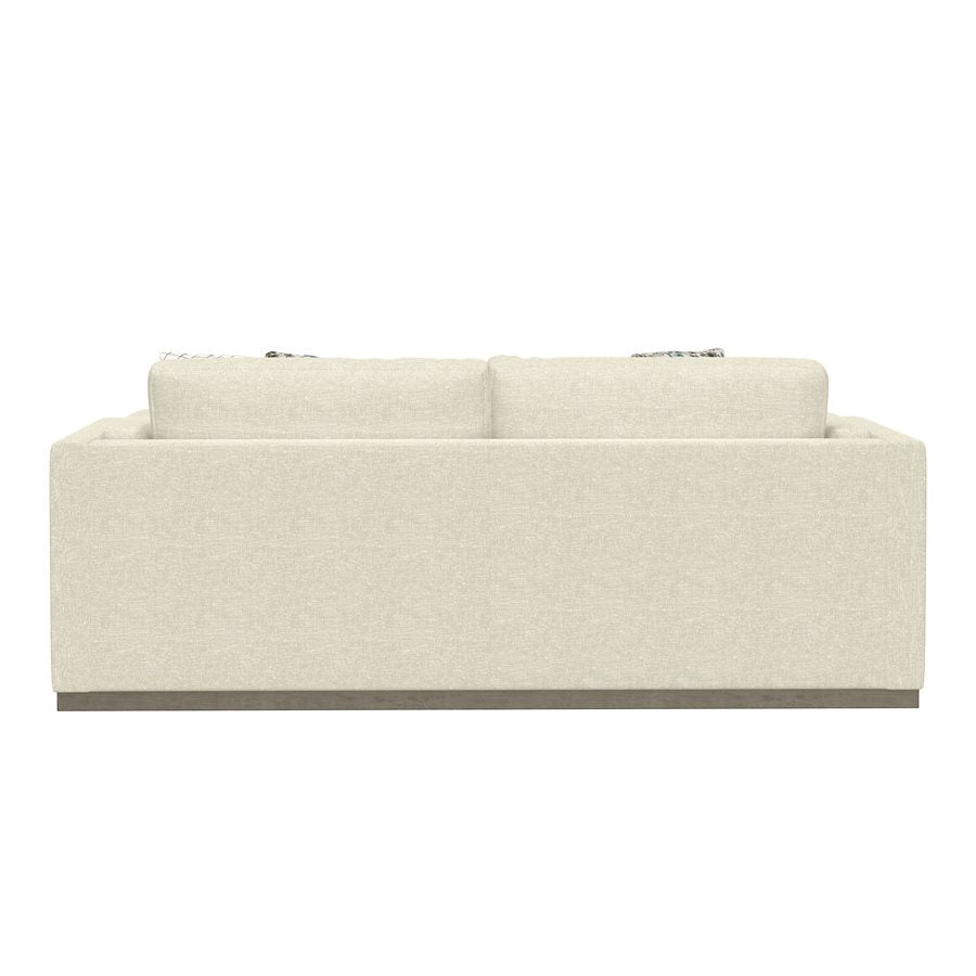 SOFA W / WOOD BASE & 4 PILLOWS - CREAM