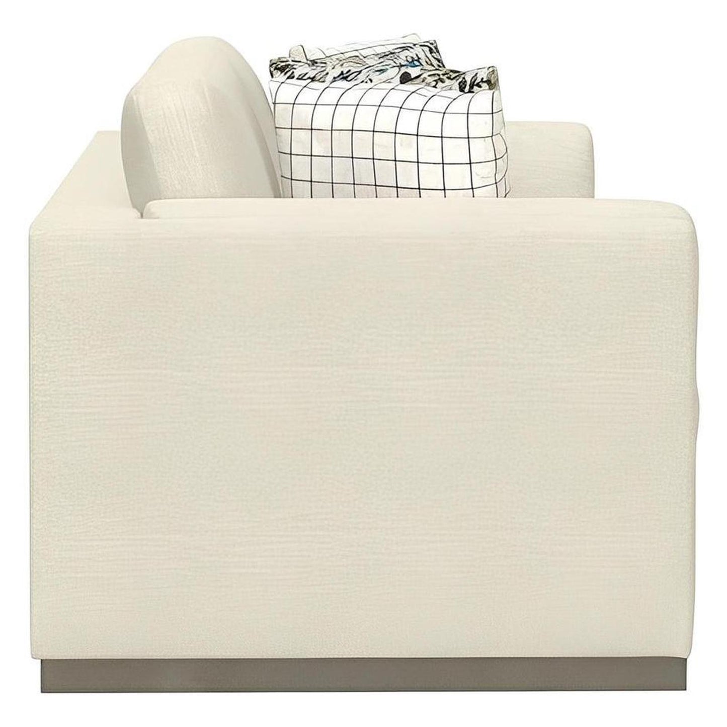 SOFA W / WOOD BASE & 4 PILLOWS - CREAM