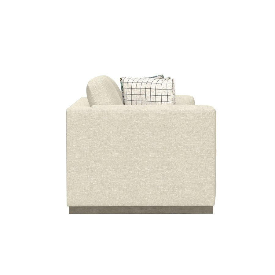 LOVESEAT W / WOOD BASE & 4 PILLOWS - CREAM