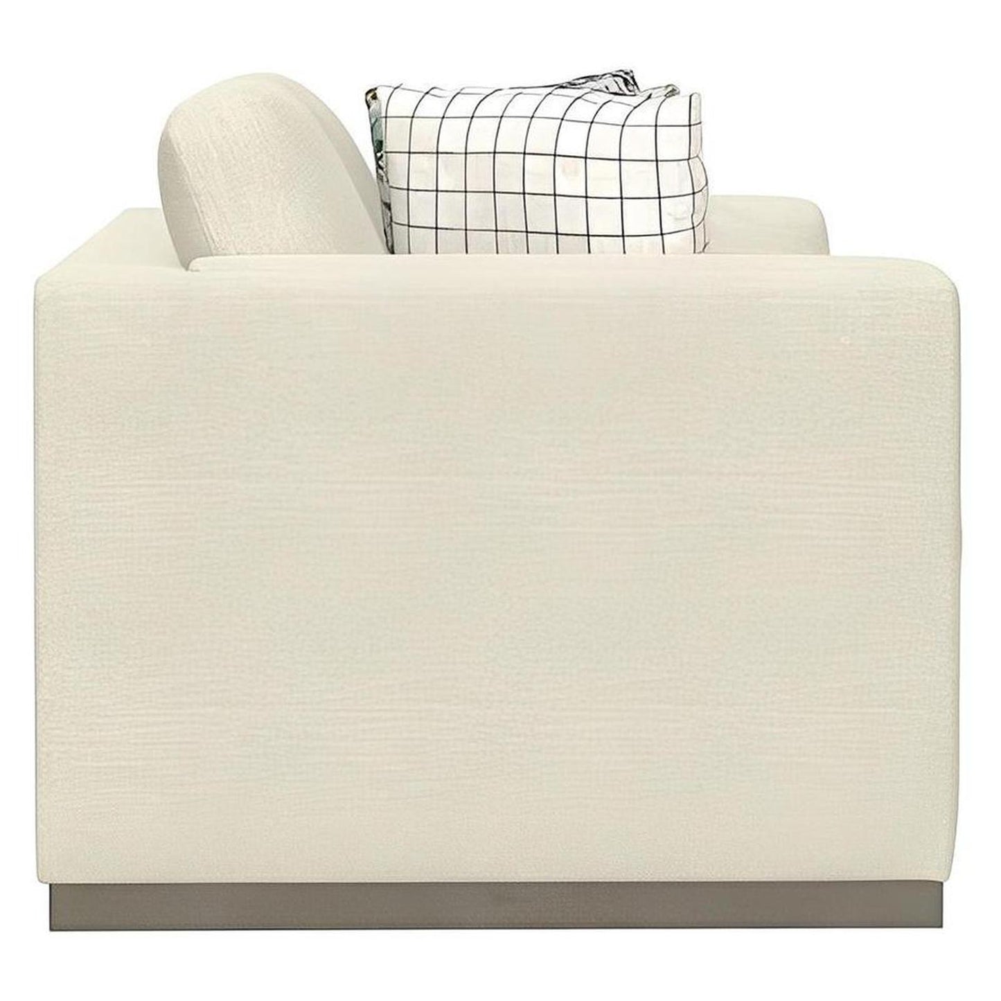 LOVESEAT W / WOOD BASE & 4 PILLOWS - CREAM