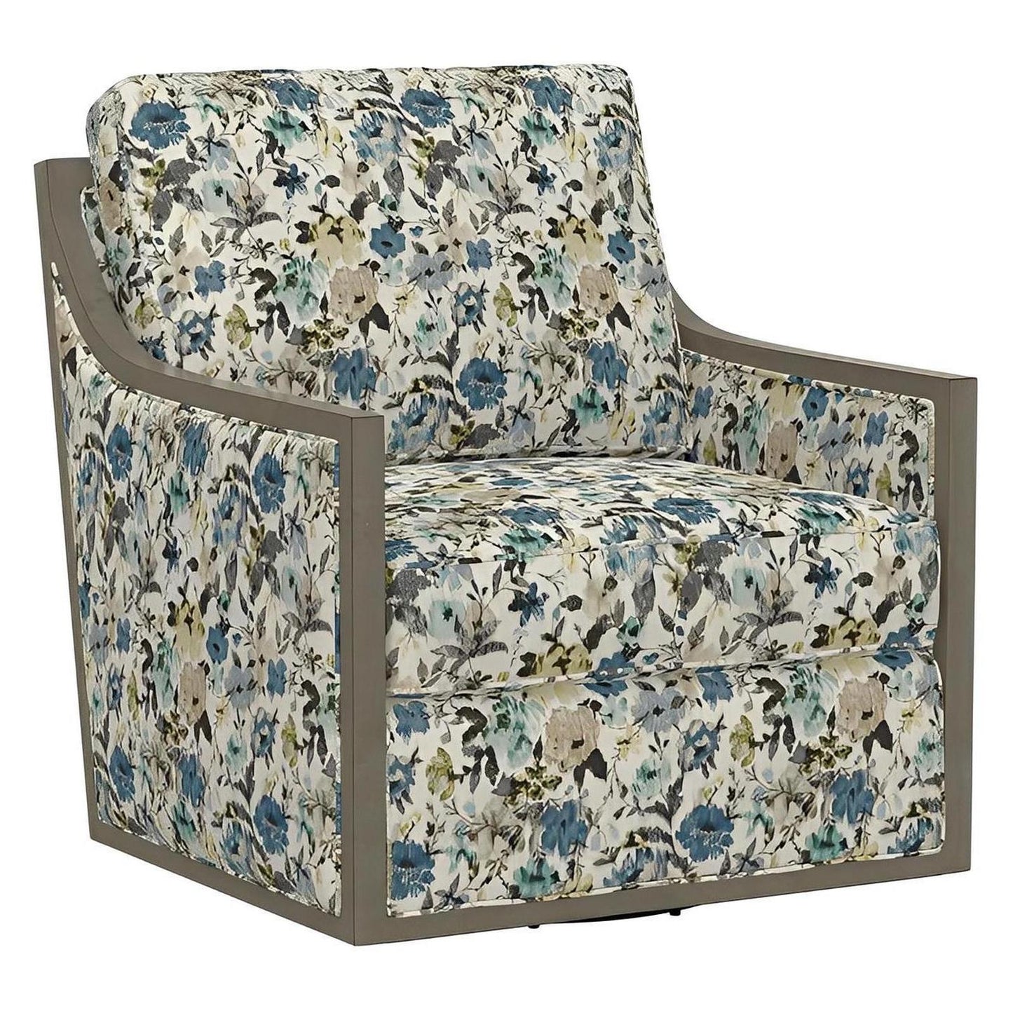 Floral Fabric Swivel Accent Chair Spring Support Pocketed Coil Seat Wood Trim (2-Pack)