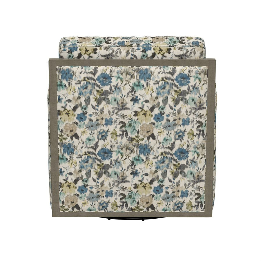 Floral Fabric Swivel Accent Chair Spring Support Pocketed Coil Seat Wood Trim (2-Pack)