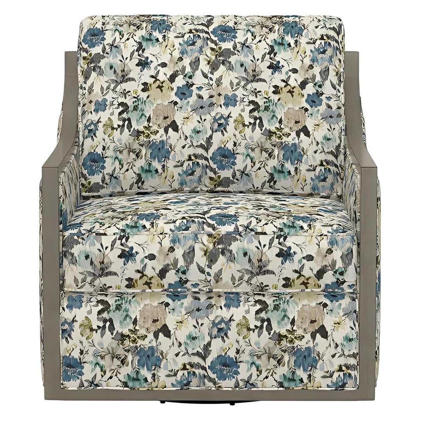 Floral Fabric Swivel Accent Chair Spring Support Pocketed Coil Seat Wood Trim (2-Pack)