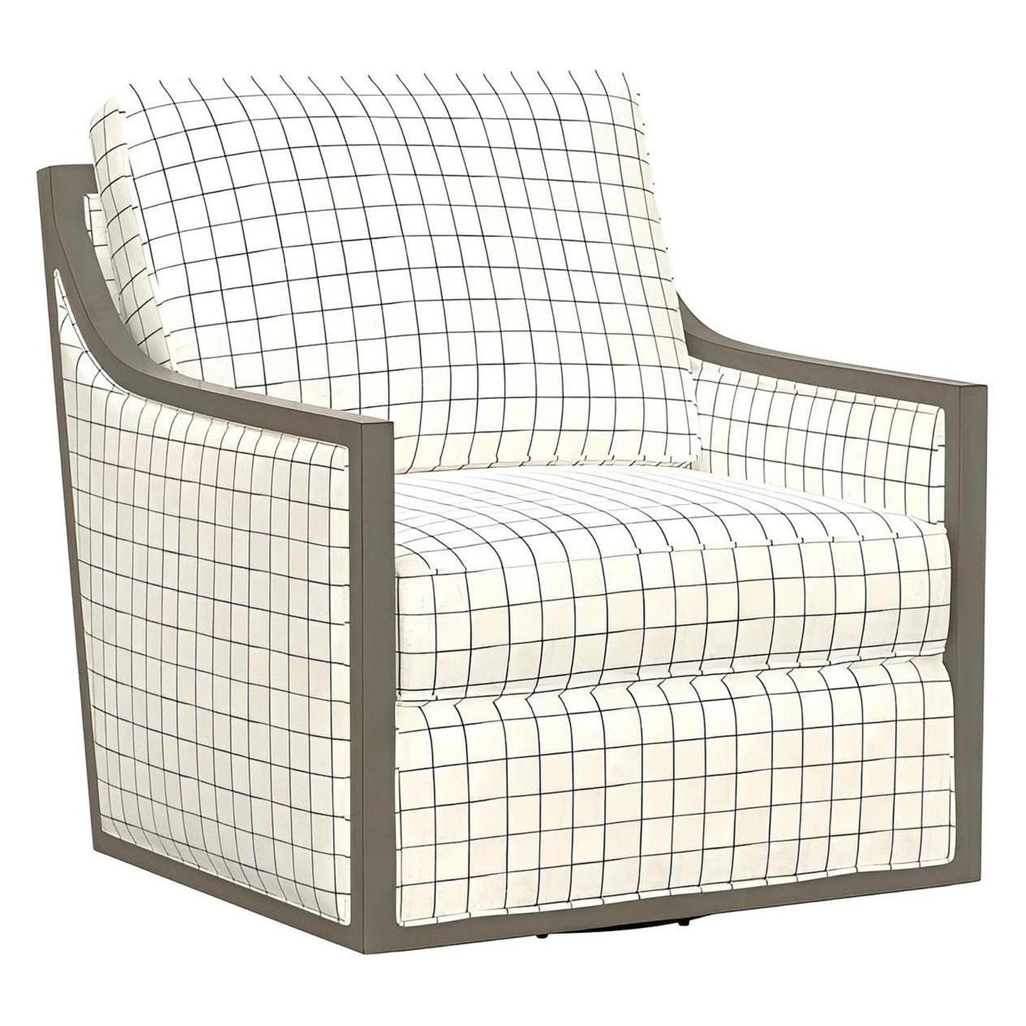 Plaid Fabric Swivel Accent Chair Spring Support Pocketed Coil Seat Wood Trim (2-Pack)