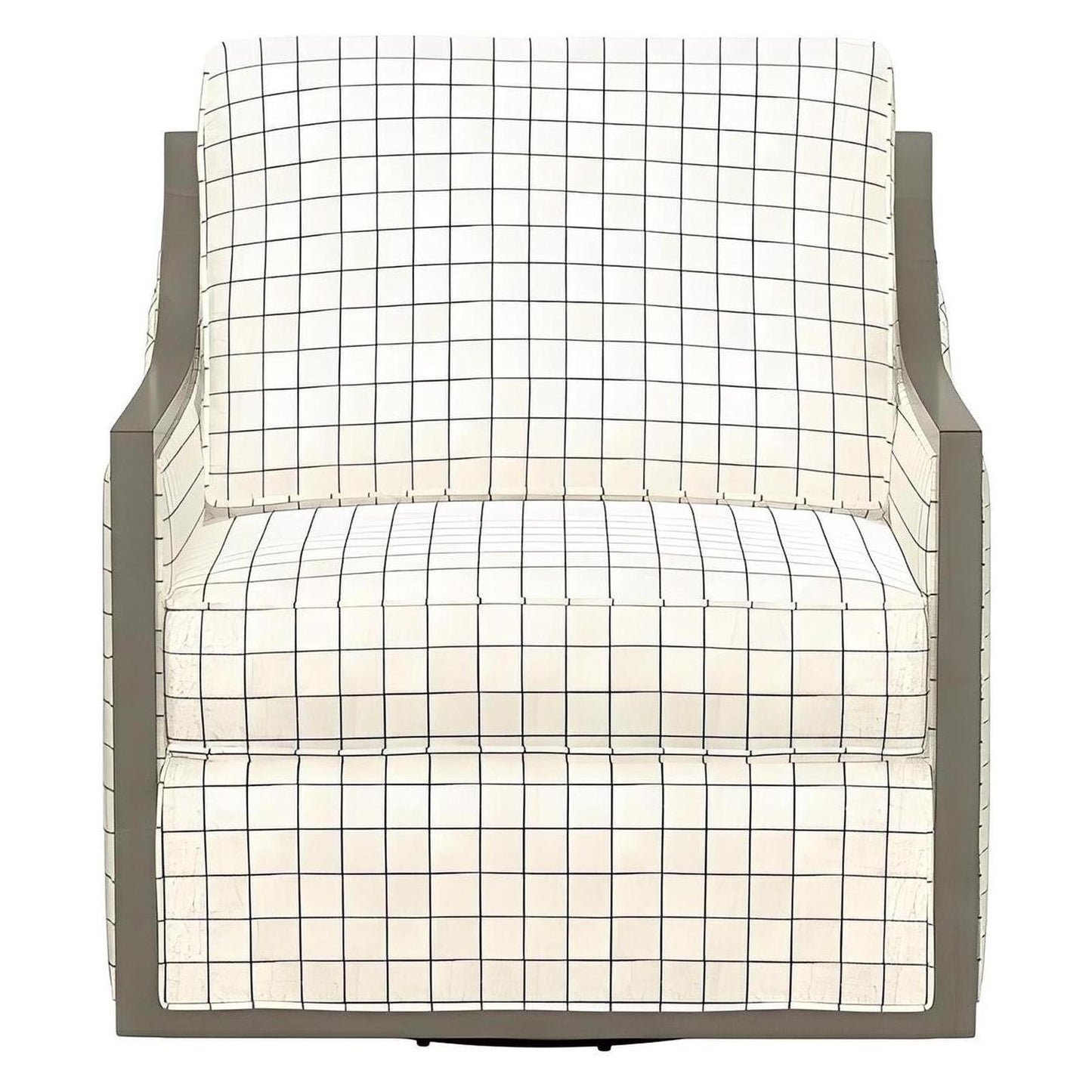 Plaid Fabric Swivel Accent Chair Spring Support Pocketed Coil Seat Wood Trim (2-Pack)