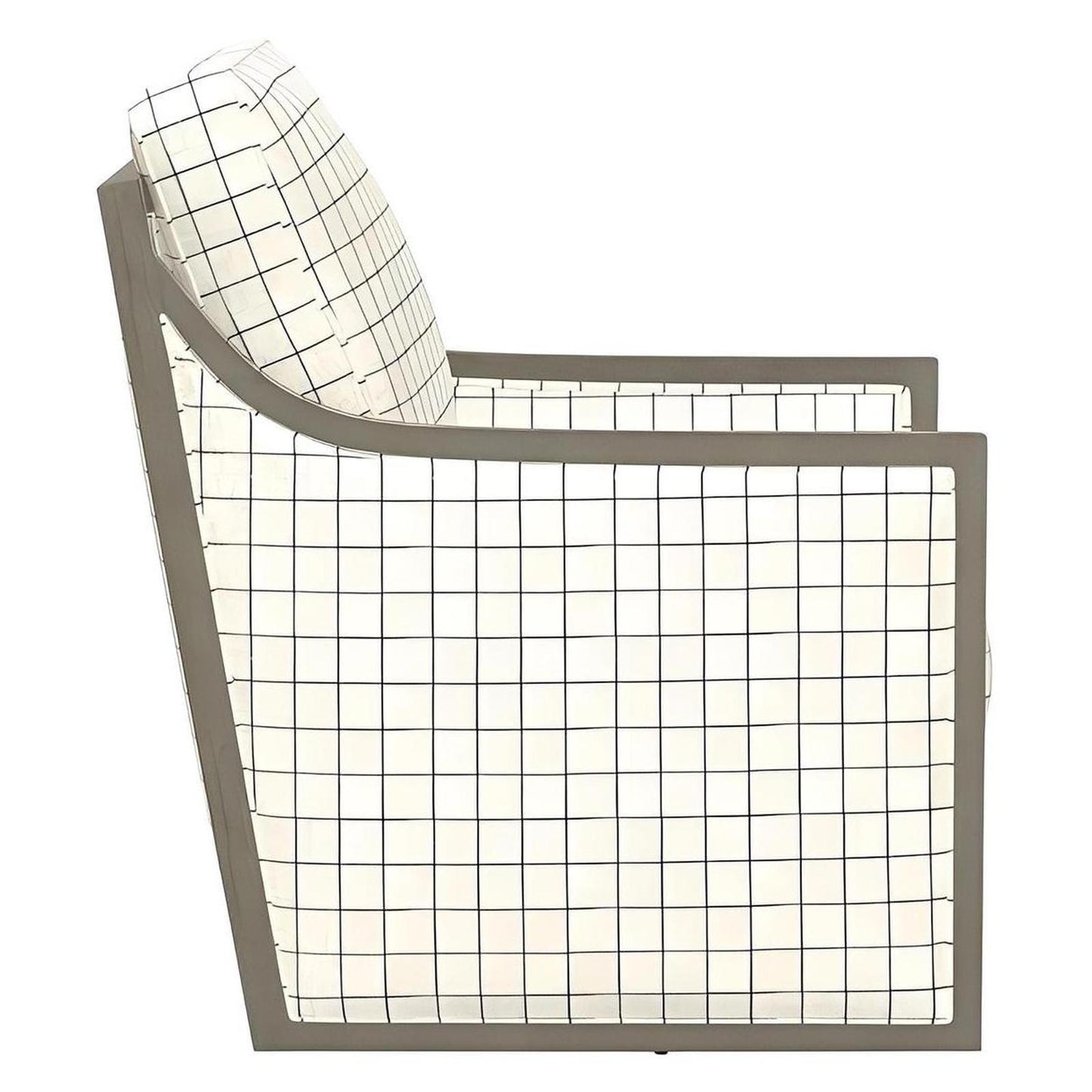 Plaid Fabric Swivel Accent Chair Spring Support Pocketed Coil Seat Wood Trim (2-Pack)