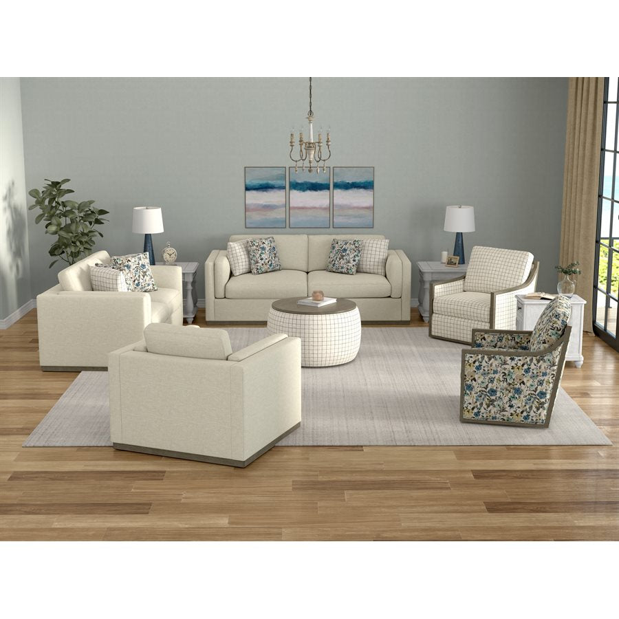 STORAGE OTTOMAN W / WOOD TOP - PLAID
