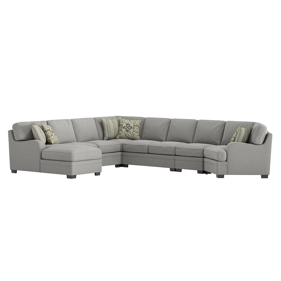 ANALIESE - 6PC MODULAR L-SHAPED SECTIONAL W / 6 PILLOWS - LT GRAY