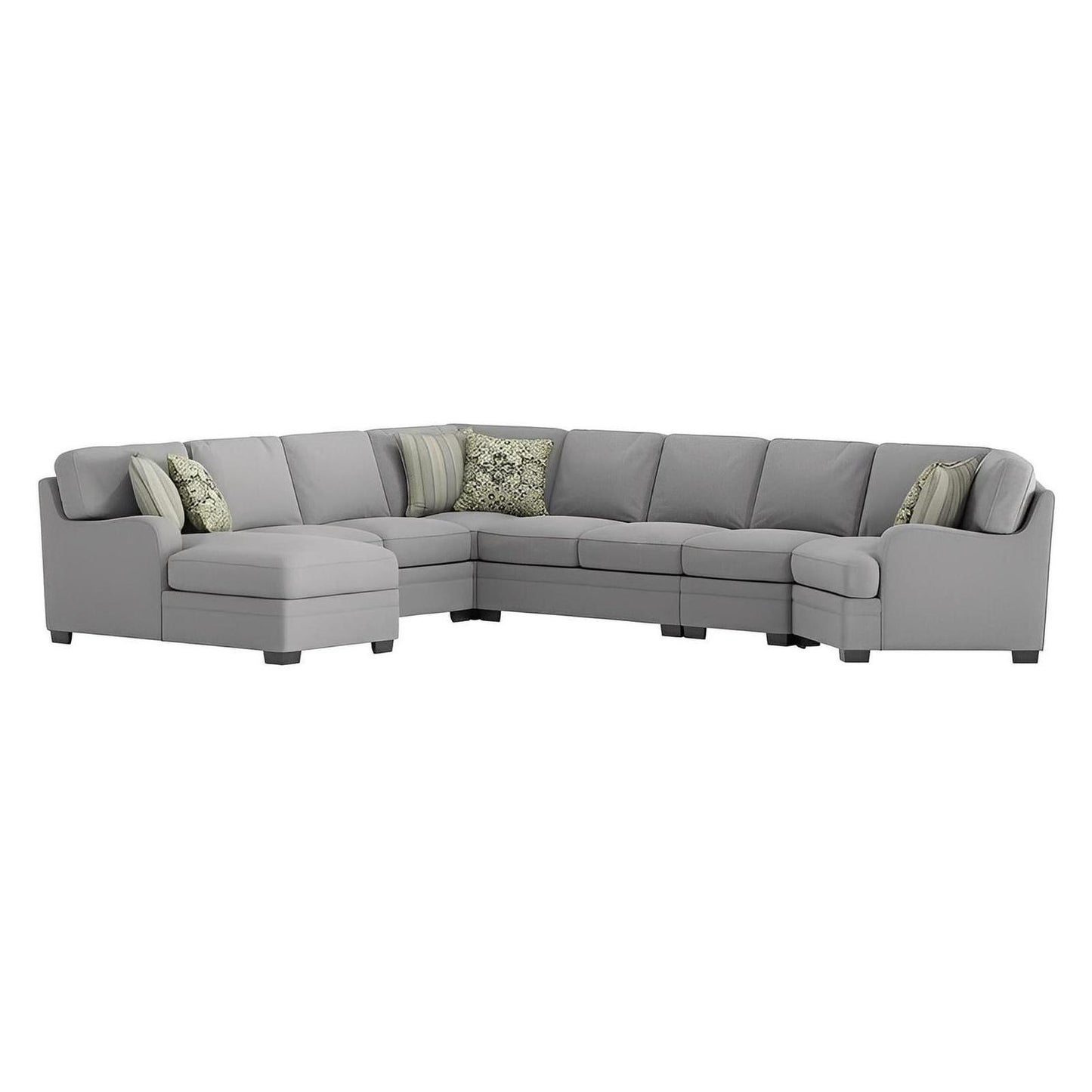 ANALIESE - 6PC MODULAR L-SHAPED SECTIONAL W / 6 PILLOWS - LT GRAY