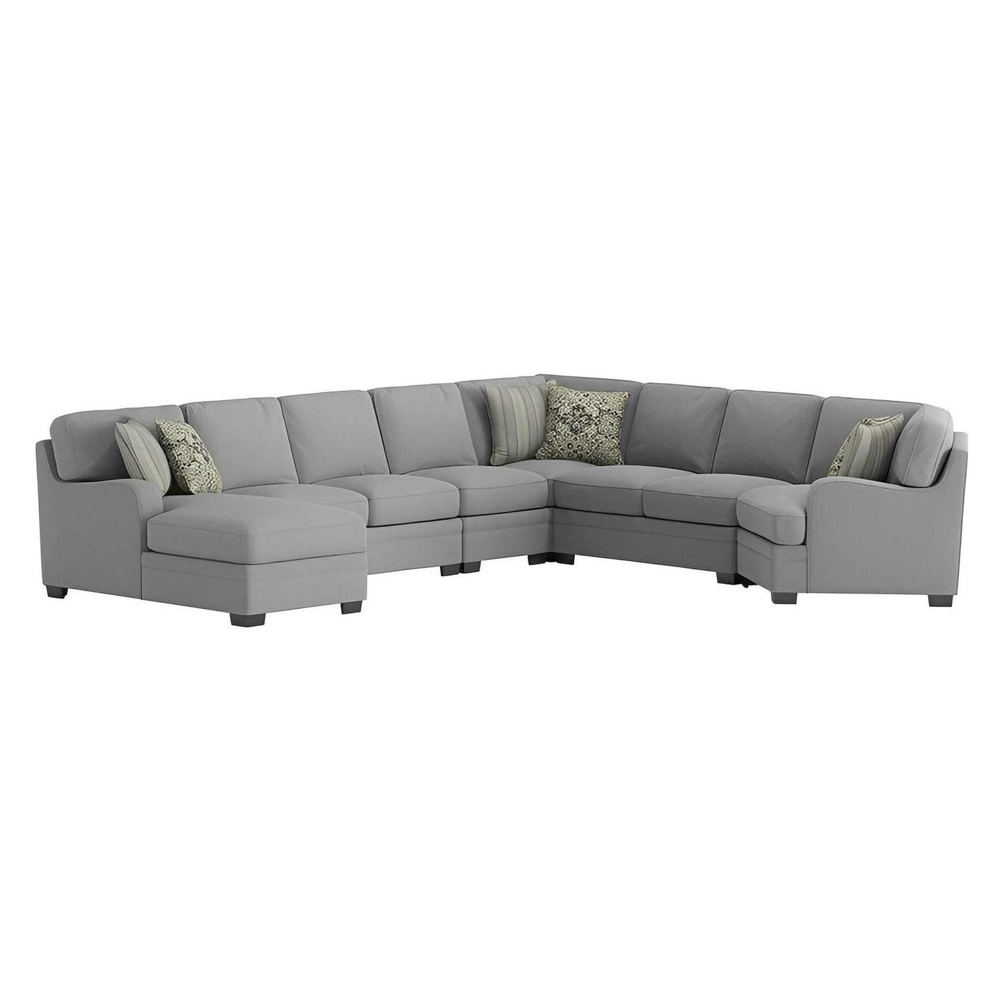 ANALIESE - 6PC MODULAR L-SHAPED SECTIONAL W / 6 PILLOWS - LT GRAY