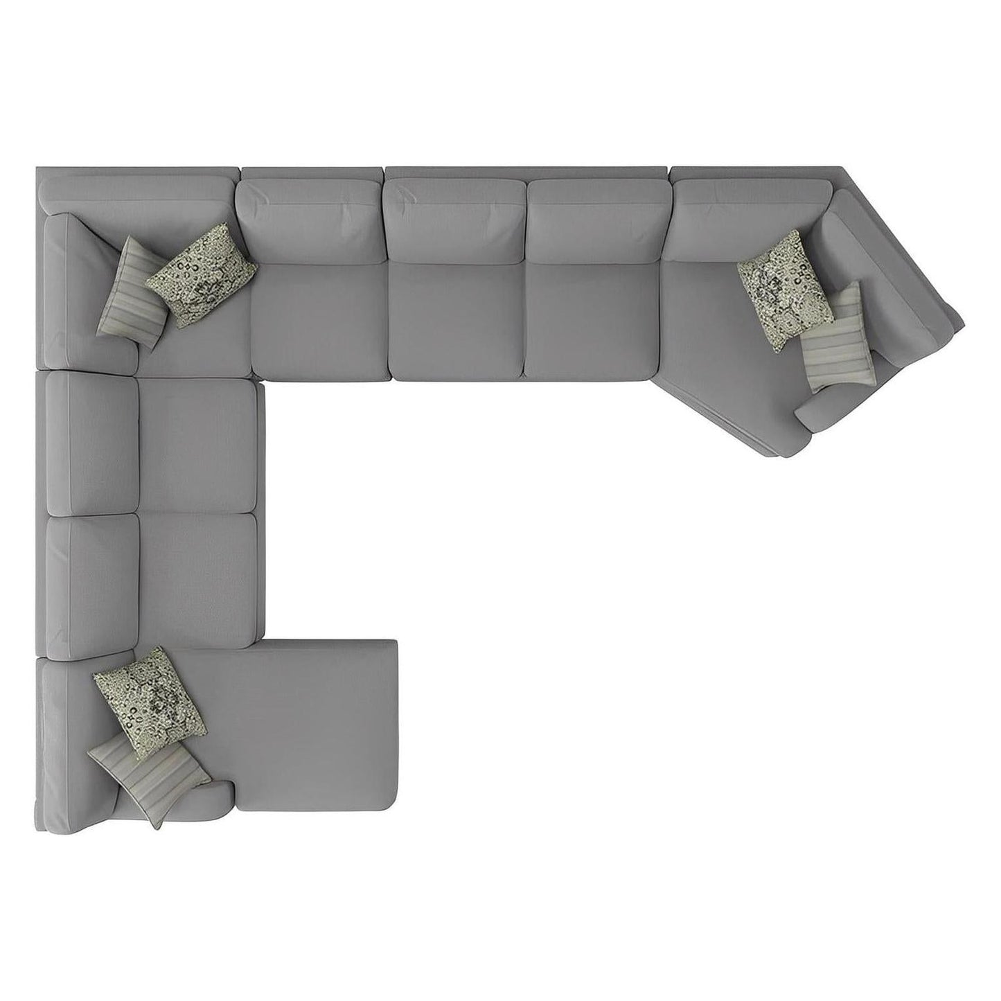 ANALIESE - 6PC MODULAR L-SHAPED SECTIONAL W / 6 PILLOWS - LT GRAY