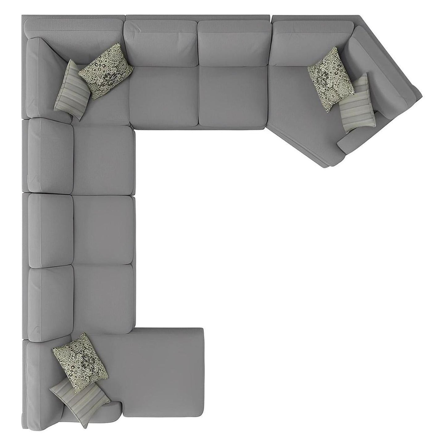 ANALIESE - 6PC MODULAR L-SHAPED SECTIONAL W / 6 PILLOWS - LT GRAY