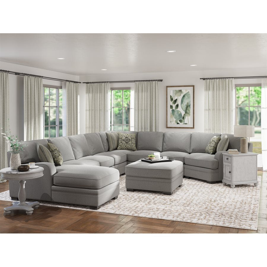 ANALIESE - 6PC MODULAR L-SHAPED SECTIONAL W / 6 PILLOWS - LT GRAY