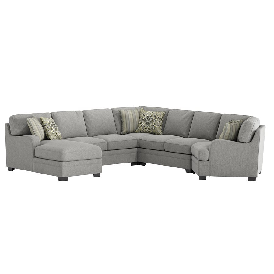 ANALIESE - 5PC MODULAR L-SHAPED SECTIONAL W / 6 PILLOWS  - LT GRAY