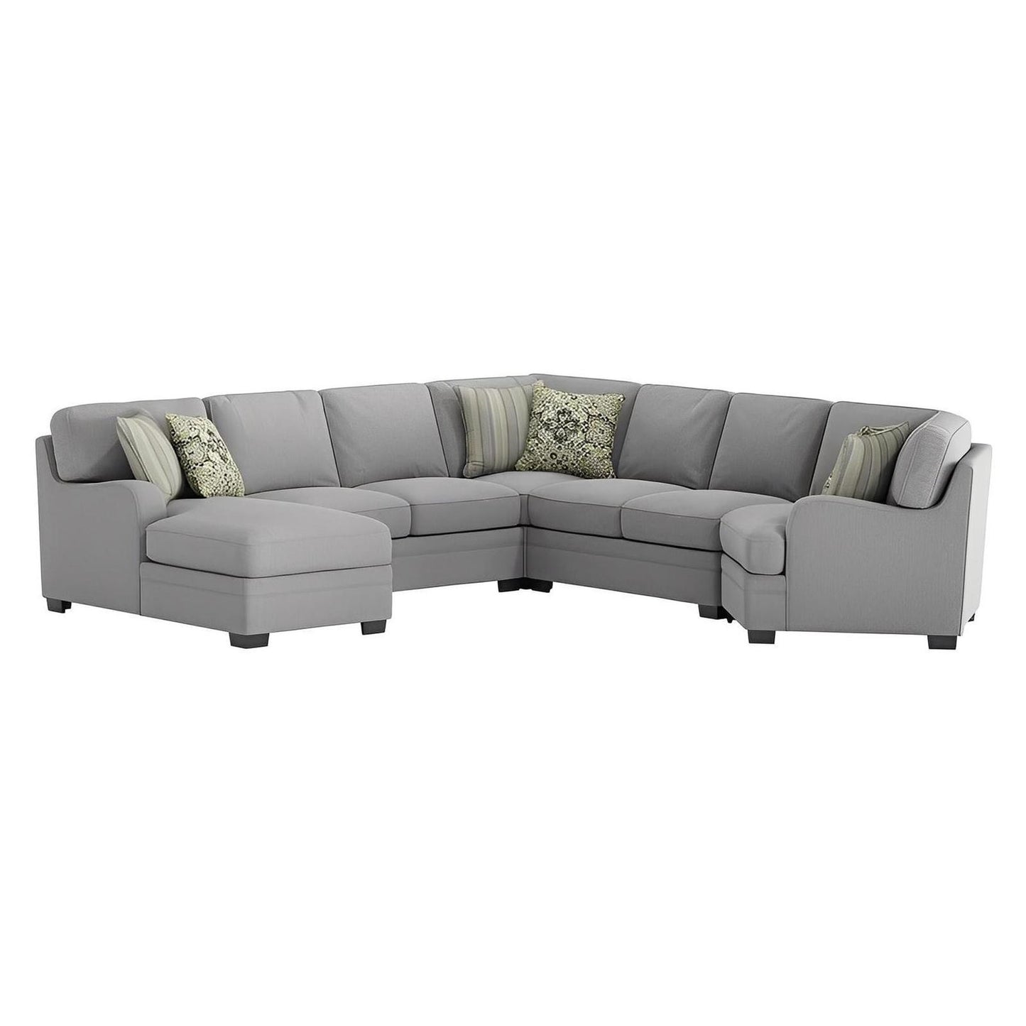 ANALIESE - 5PC MODULAR L-SHAPED SECTIONAL W / 6 PILLOWS - LT GRAY