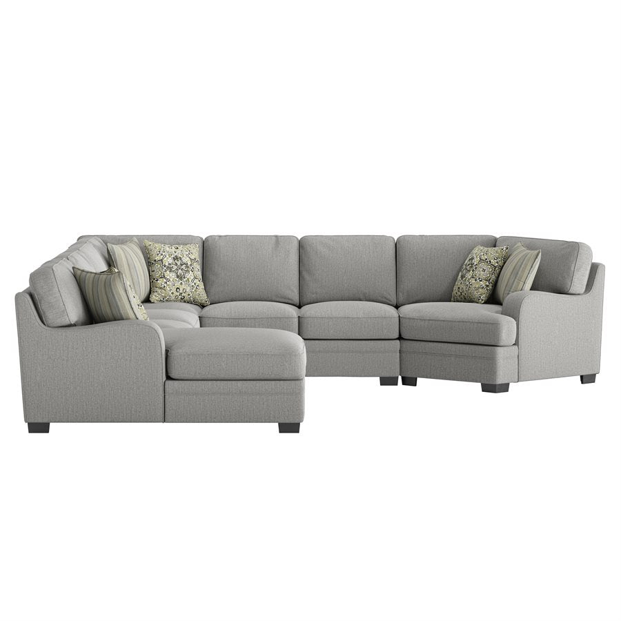 ANALIESE - 5PC MODULAR L-SHAPED SECTIONAL W / 6 PILLOWS  - LT GRAY