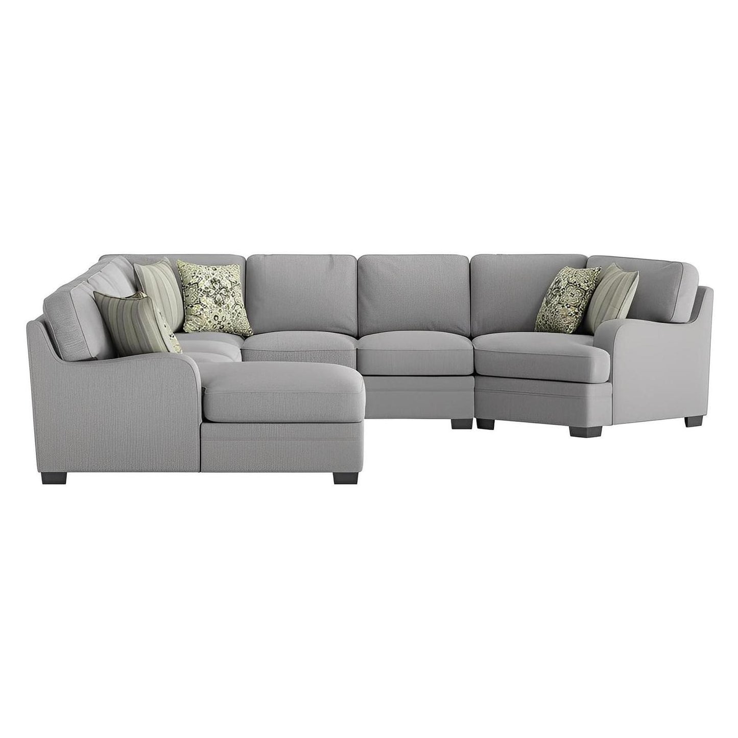 ANALIESE - 5PC MODULAR L-SHAPED SECTIONAL W / 6 PILLOWS - LT GRAY